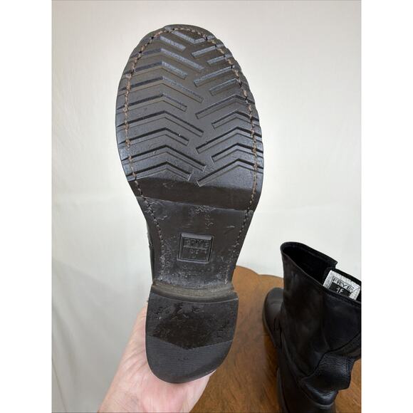 Frye Black Moto Boot Womens Size 7 Short Bootie Black Leather w/ Buckles - Picture 9 of 9